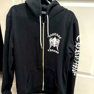 RARE FIND! Vintage Chrome studded skull zip up hoodie